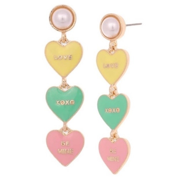 Holiday Lane Women’s Gold-Tone Imitation Pearl & Valentine Heart Drop Earrings - Picture 1 of 5